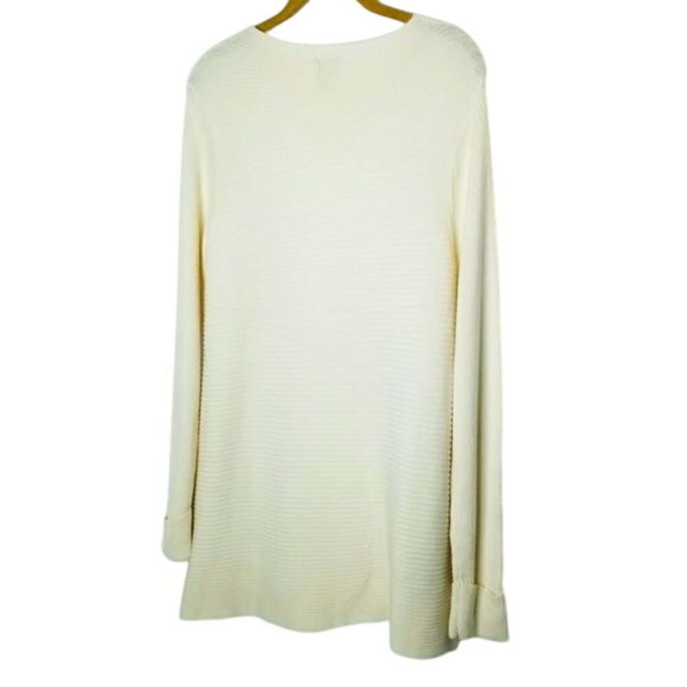 Lori Goldstein LOGO Cream Textured Knit Long Sleeve Sweater Top Womens Size M Co